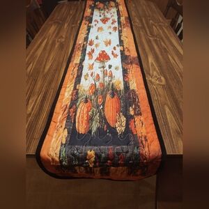 Fall Pumpkin and Mushrooms Quilted Table Runner